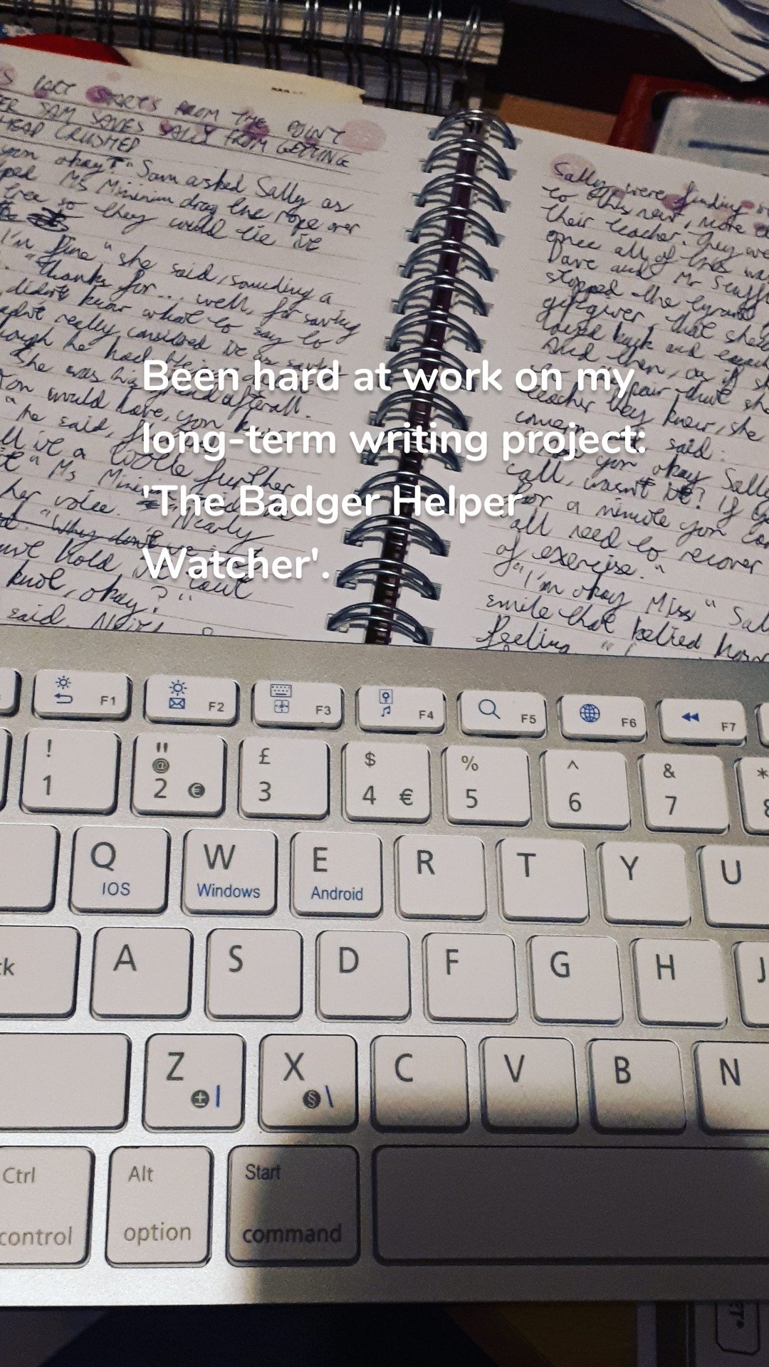 Been hard at work on my long-term writing project: 'The Badger Helper Watcher'.